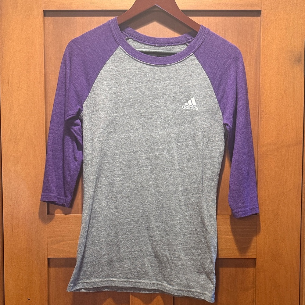 Adidas Long Sleeve Purple and Gray Tee